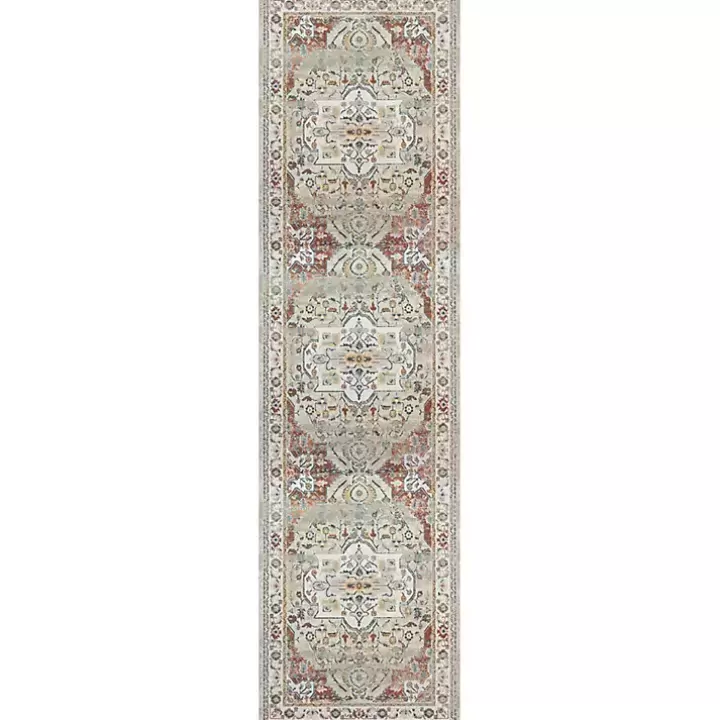 Outlet Medallion Ivory Rust Runner, 2x8 Area Rugs