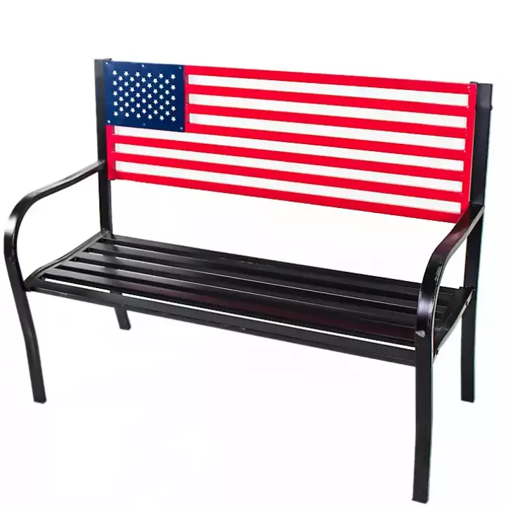 Fashion Metal American Flag Bench Outdoor Seating