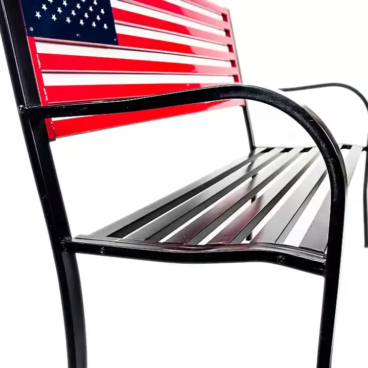 Fashion Metal American Flag Bench Outdoor Seating