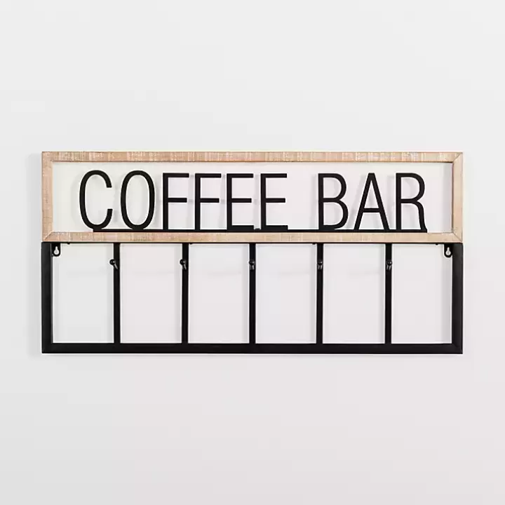 Flash Sale Metal and Wood Coffee Bar Wall Hooks Hooks