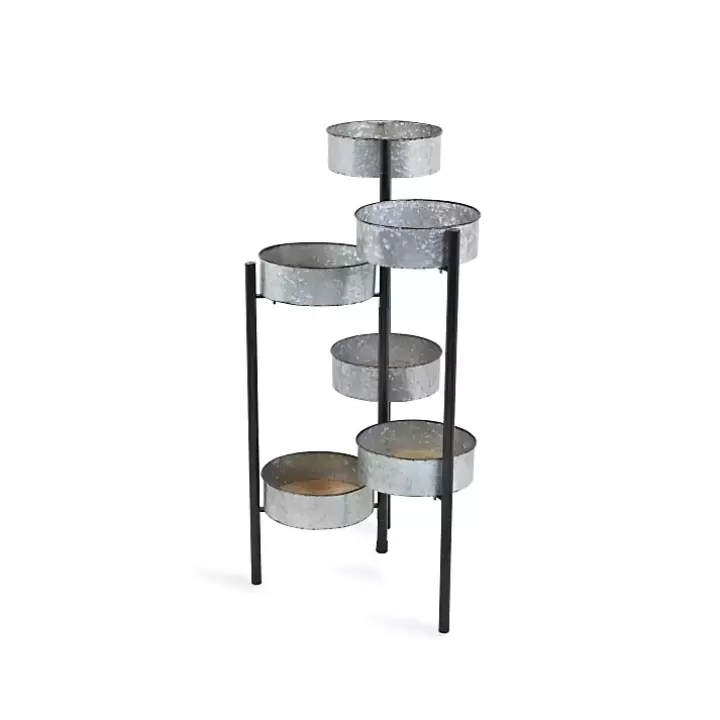 Online Metal and Wood 6-Pot Folding Plant Stand Planters