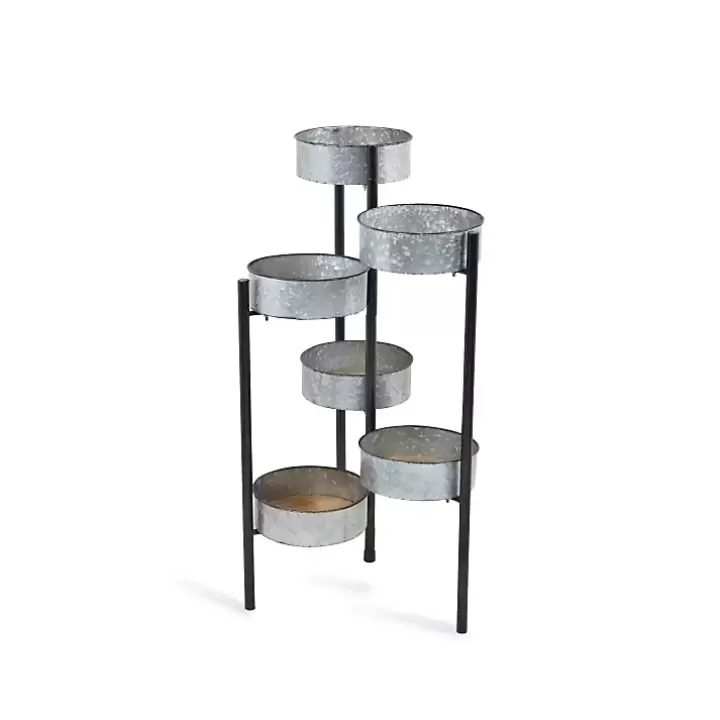 Online Metal and Wood 6-Pot Folding Plant Stand Planters