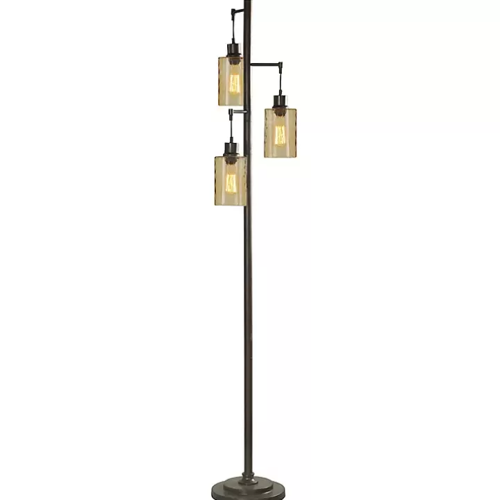 Store Metal Robert Floor Lamp with Amber Glass Pendants Floor Lamps