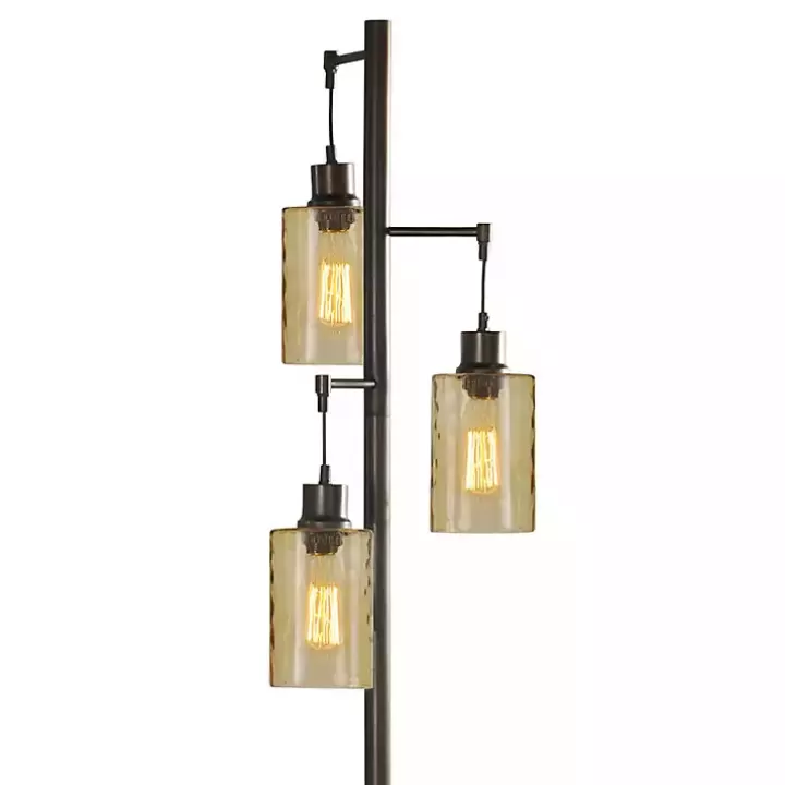 Store Metal Robert Floor Lamp with Amber Glass Pendants Floor Lamps