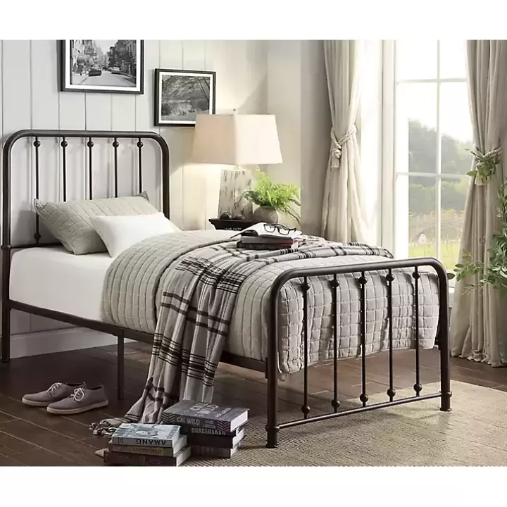 Cheap Metal Slat Bronze Twin Platform Bed Beds & Headboards