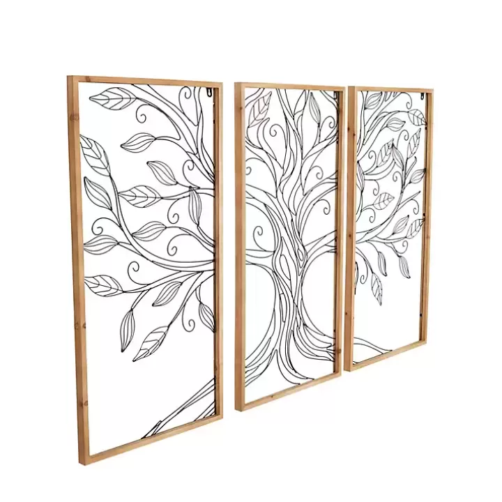 Cheap Metal Wire Tree Panel Wall Plaques, Set of 3 Wall Plaques