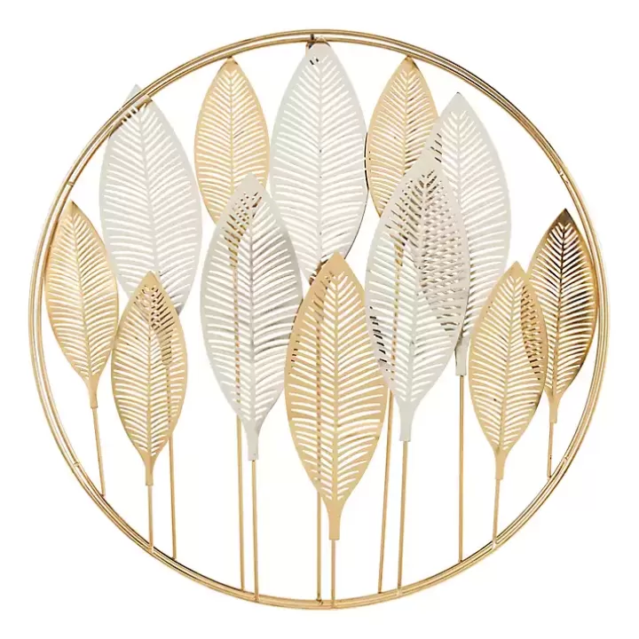 Online Metallic Gold and Silver Layered Leaf Wall Plaque Wall Plaques