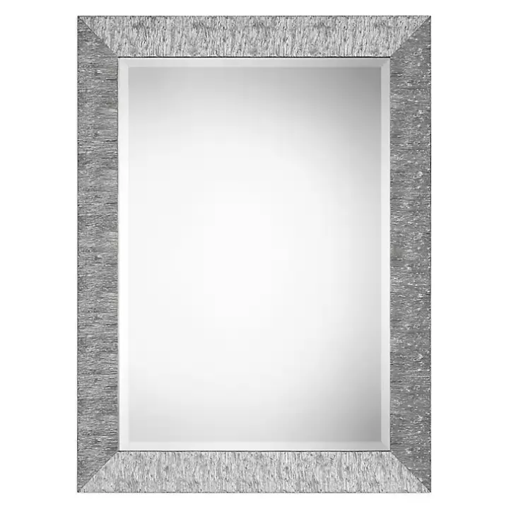 Sale Metallic Silver Textured Frame Wall Mirror Decorative Mirrors