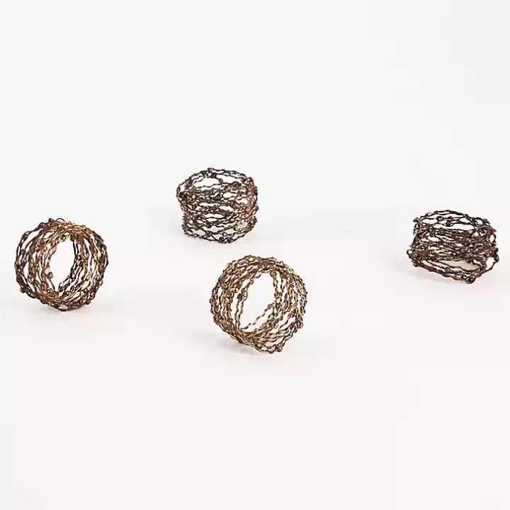 Discount Metallic Silver Wire Napkin Rings, Set of 4 Table Linens