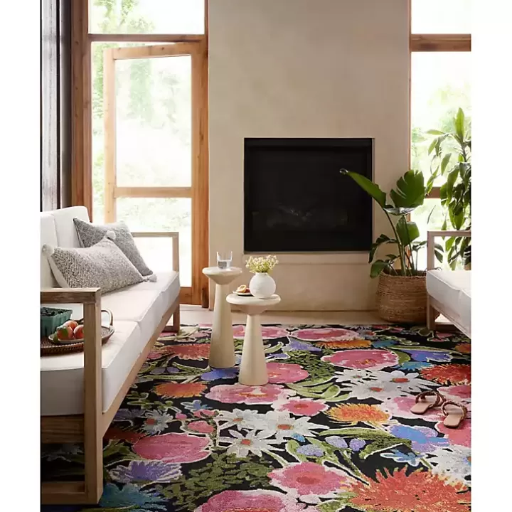 Outlet Midnight Garden Party Indoor/Outdoor Rug, 7x11 Area Rugs