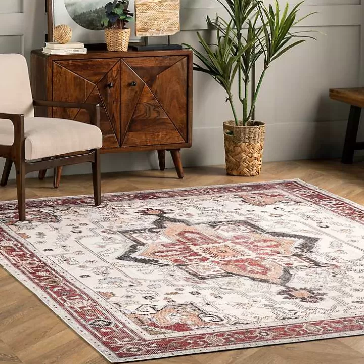 Fashion Miley Traditional Medallion Washable Area Rug, 5x8 Area Rugs