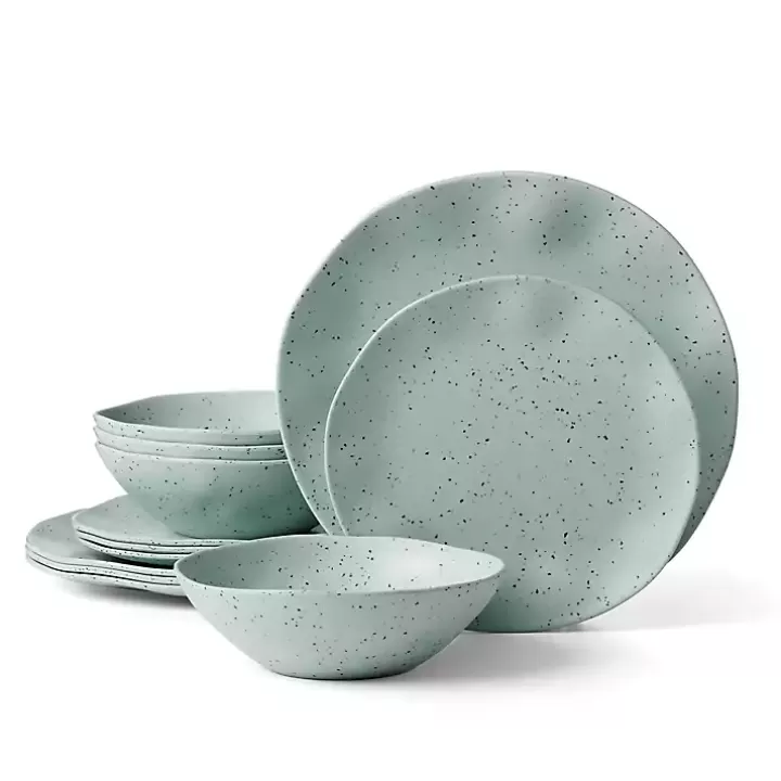 New Mint Terrazzo 12-pc. Melamine Dinnerware Set Dinnerware