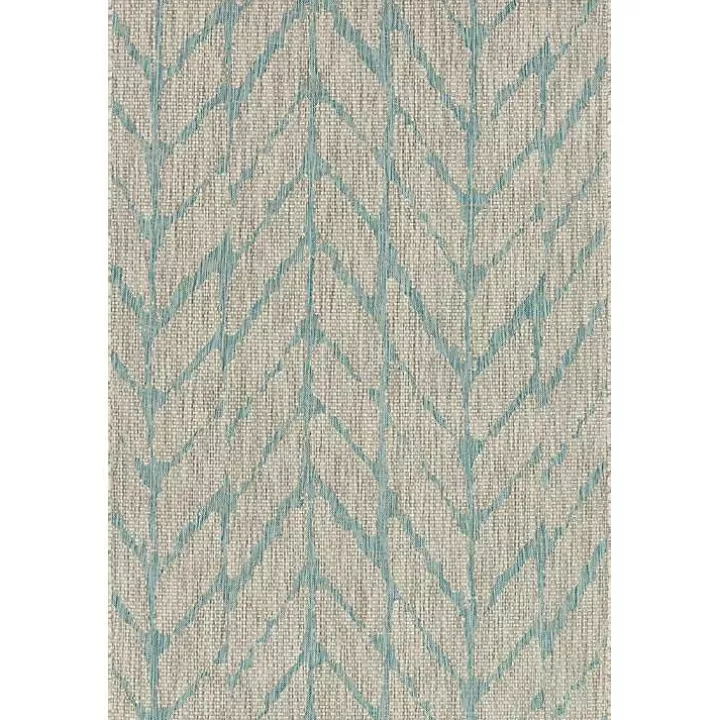 Outlet Mist and Aqua Chevron Outdoor Area Rug, 5x7 Outdoor Rugs