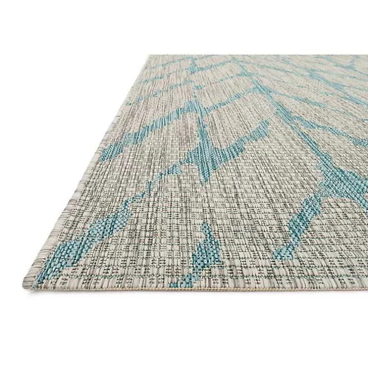 Outlet Mist and Aqua Chevron Outdoor Area Rug, 5x7 Outdoor Rugs