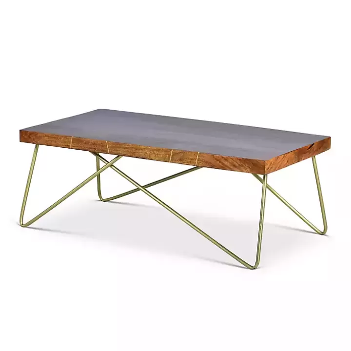 New Modern Mango Wood Brass Coffee Table Coffee Tables