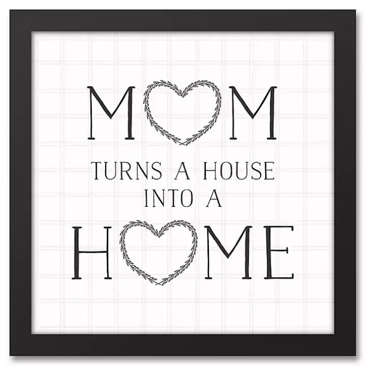 Online Mom Turns a House into a Home Framed Canvas Print Wall Quotes & Signs