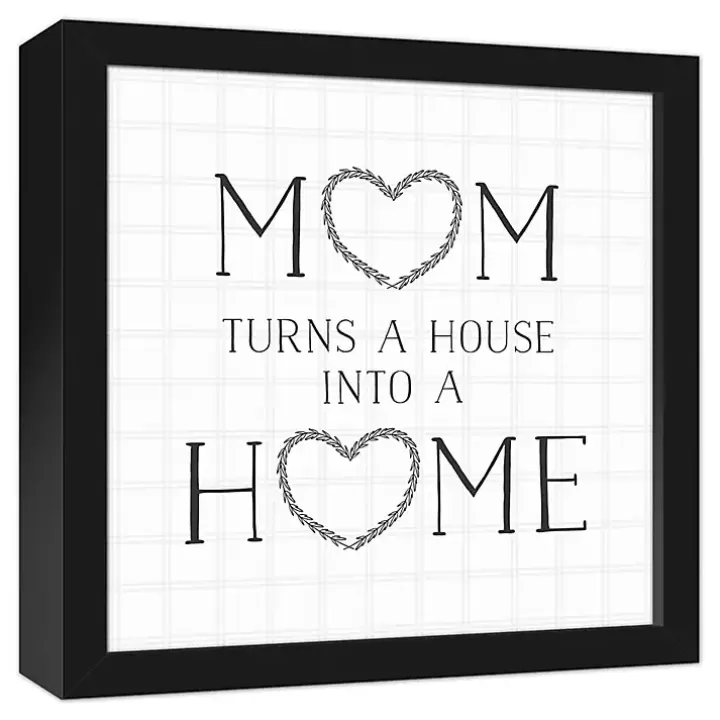 Online Mom Turns a House into a Home Framed Canvas Print Wall Quotes & Signs