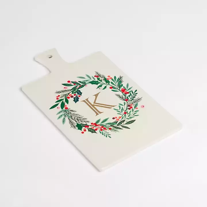 Flash Sale Monogram K Christmas Wreath Serving Board Serving & Entertaining