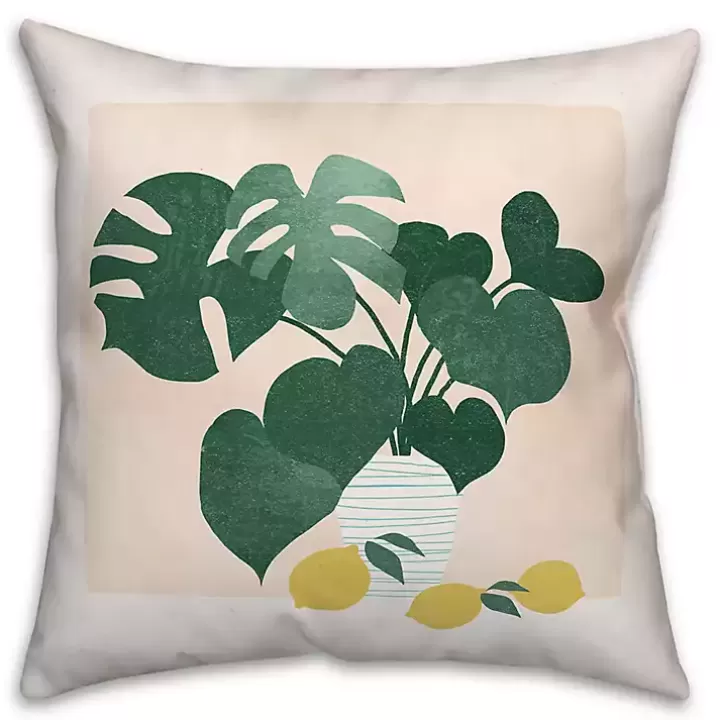 Sale Monstera and Lemons Outdoor Pillow Outdoor Cushions & Pillows