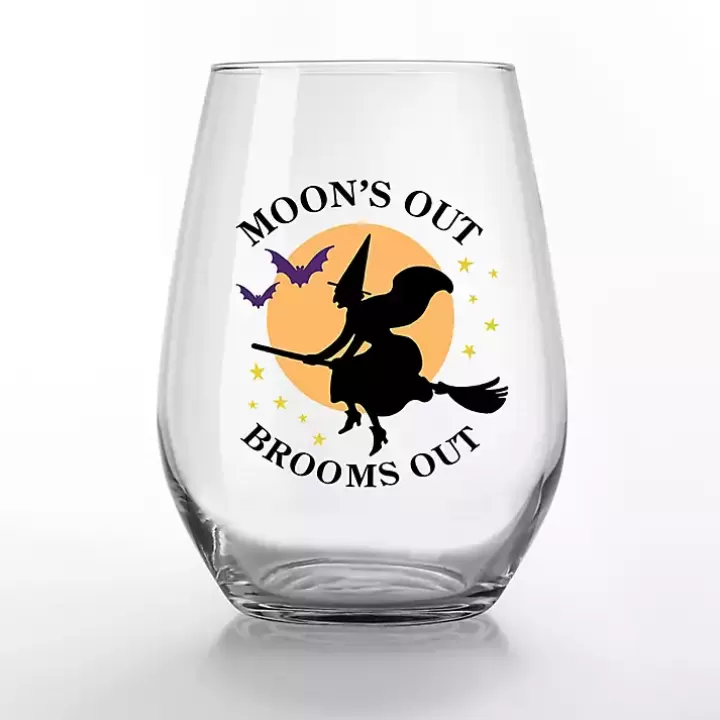 Cheap Moon's Out Brooms Out Halloween Glasses, Set of 2 Glassware & Drinkware