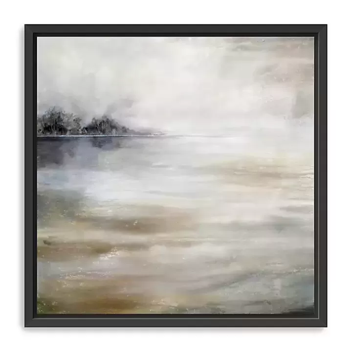 Flash Sale Morning Mist at the Lake Framed Canvas Art Print Canvas Art