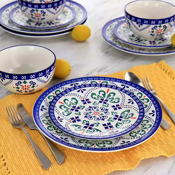 Cheap Mosaic Glazed Round 12-pc. Dinnerware Set Dinnerware