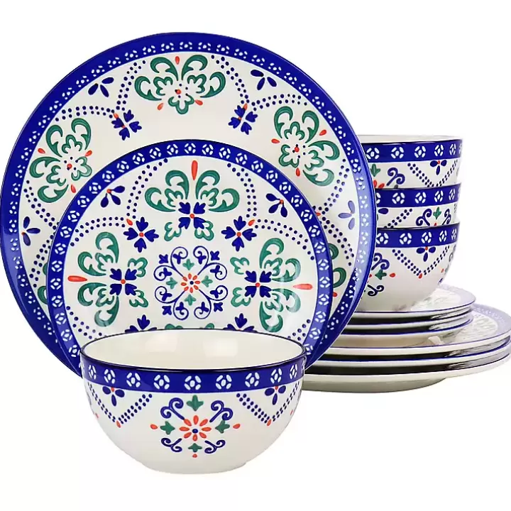 Cheap Mosaic Glazed Round 12-pc. Dinnerware Set Dinnerware