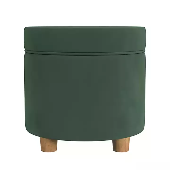 Shop Moss Round Velvet Storage Ottoman Benches & Ottomans