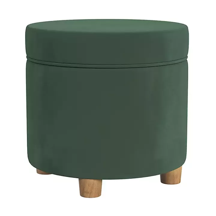 Shop Moss Round Velvet Storage Ottoman Benches & Ottomans