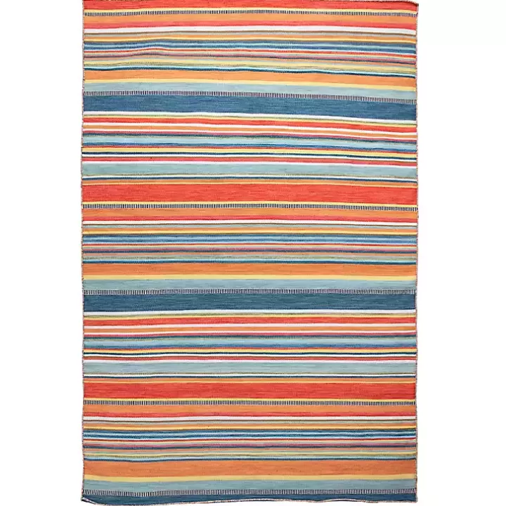 Discount Multi Dhurri Stripe Indoor/Outdoor Area Rug, 5x7 Outdoor Rugs