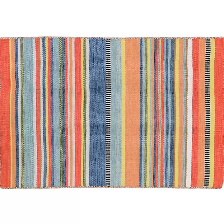 Discount Multi Dhurri Stripe Indoor/Outdoor Scatter Rug Outdoor Rugs