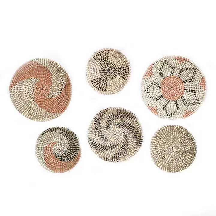 New Multi Seagrass Round 6-pc. Wall Plaque Set Wall Plaques