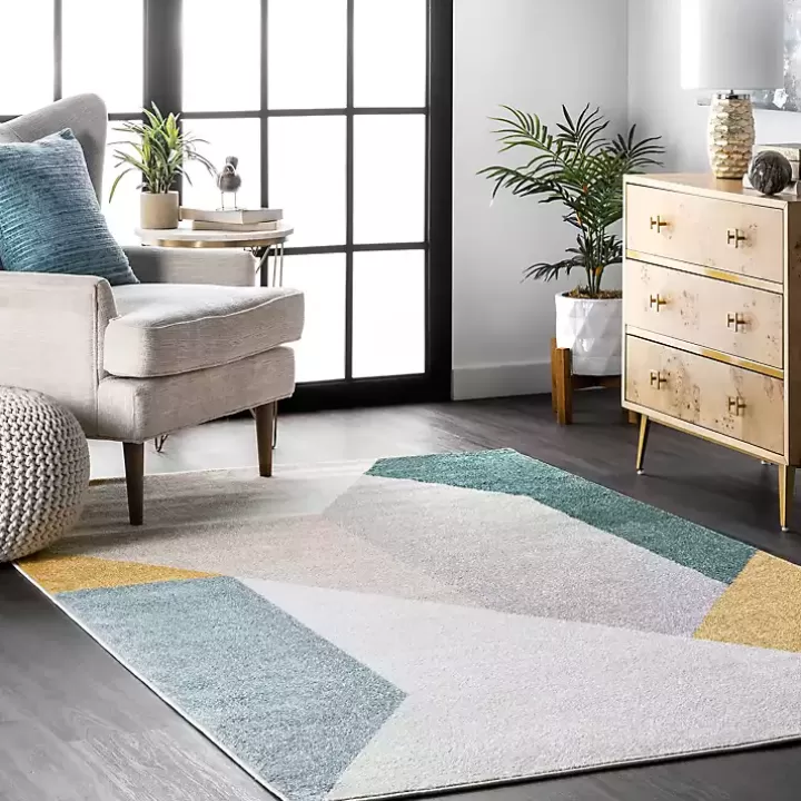 Outlet Multicolor Abstract Shapes Area Rug, 6x9 Area Rugs