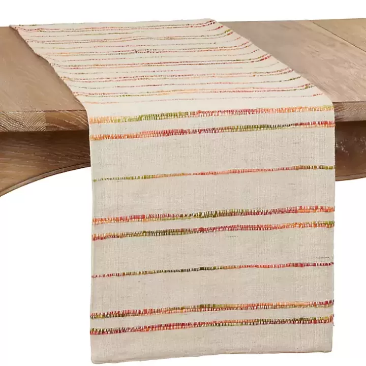 Clearance Multicolor Woven Lines Table Runner, 90 in. Table Linens