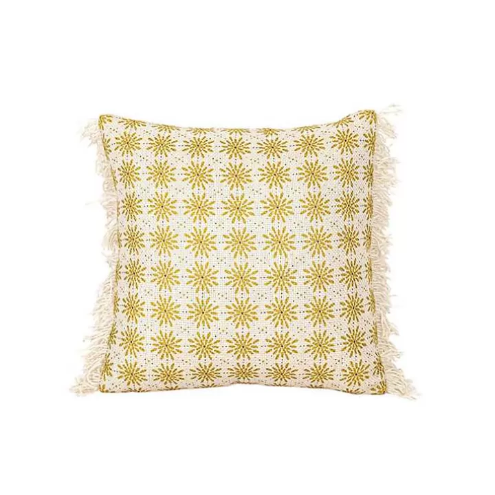 Store Mustard Boho Floral Indoor/Outdoor Pillow Outdoor Cushions & Pillows