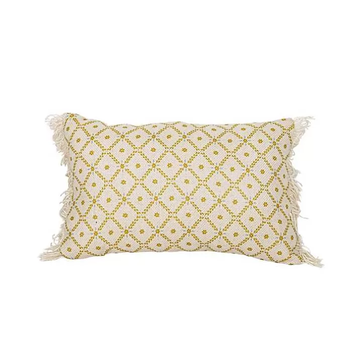 Best Sale Mustard Geometric Floral Indoor/Outdoor Pillow Outdoor Cushions & Pillows