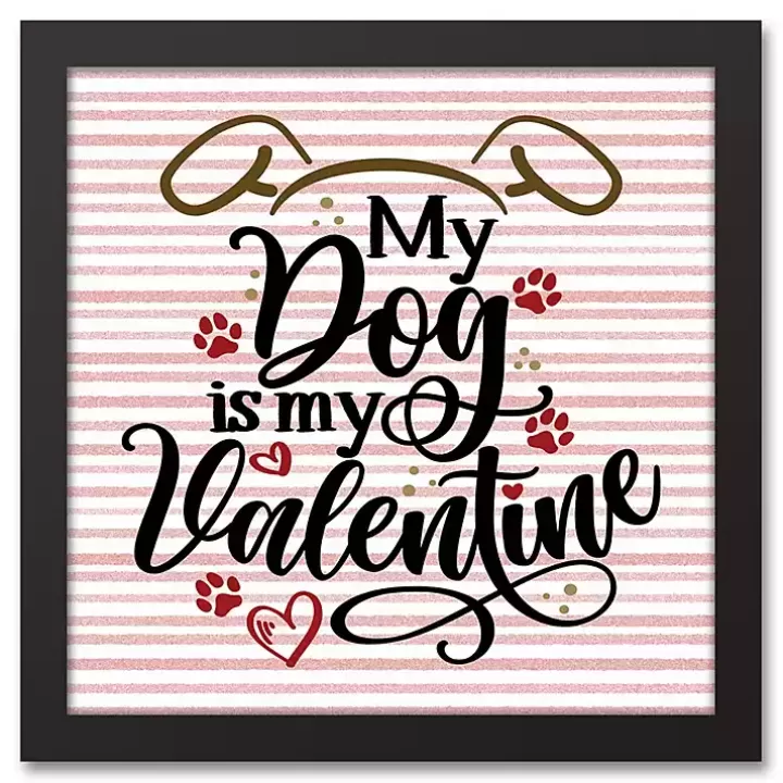 Hot My Dog is My Valentine Framed Canvas Wall Plaque Wall Plaques