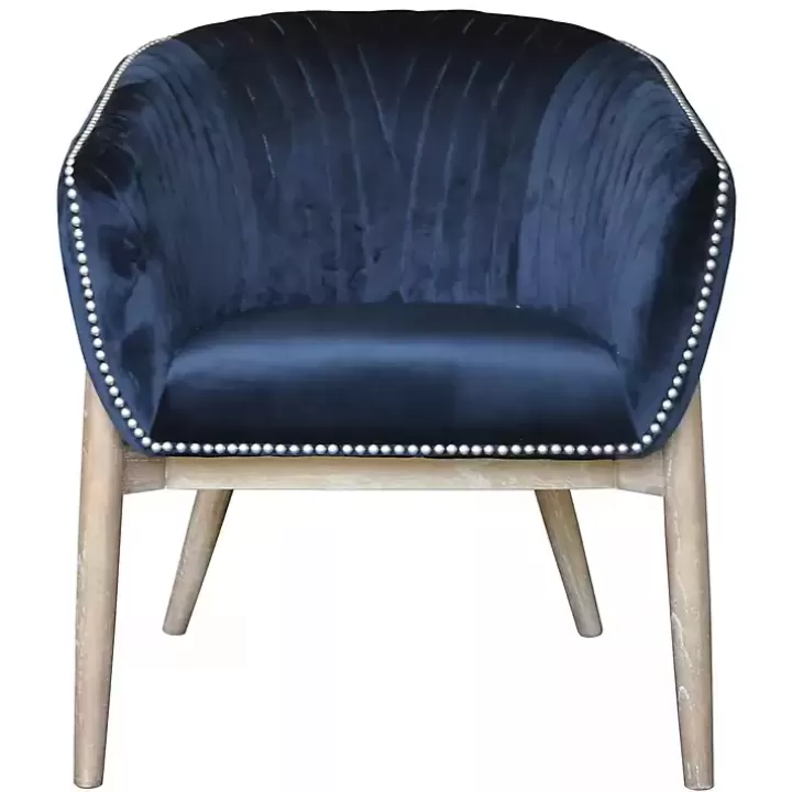 Fashion Nadia Navy Velvet Club Chair Accent Chairs