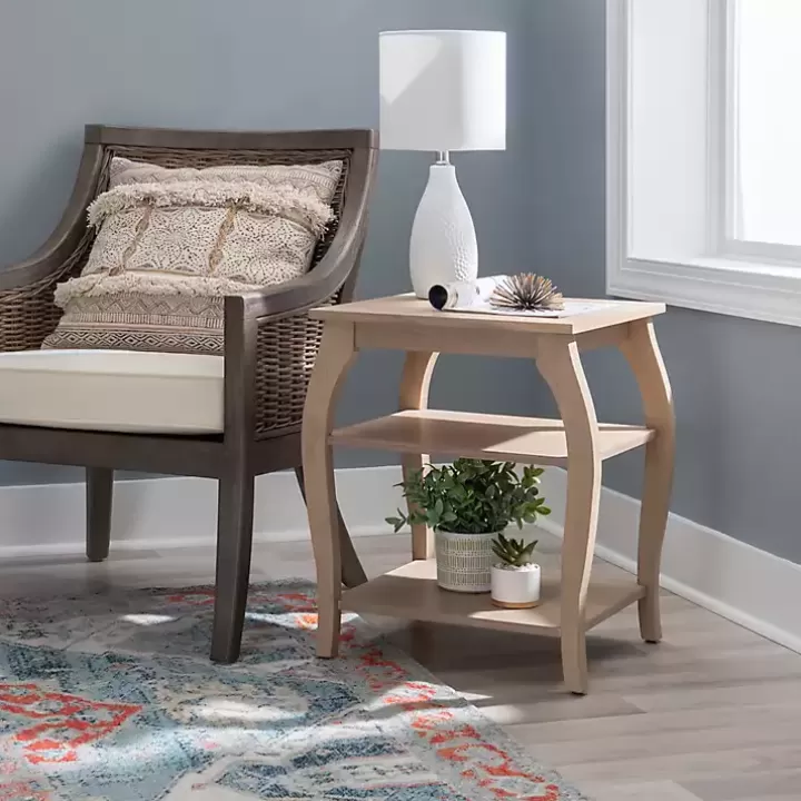 New Natural Prismatic Wood Accent Table Accent & End Tables