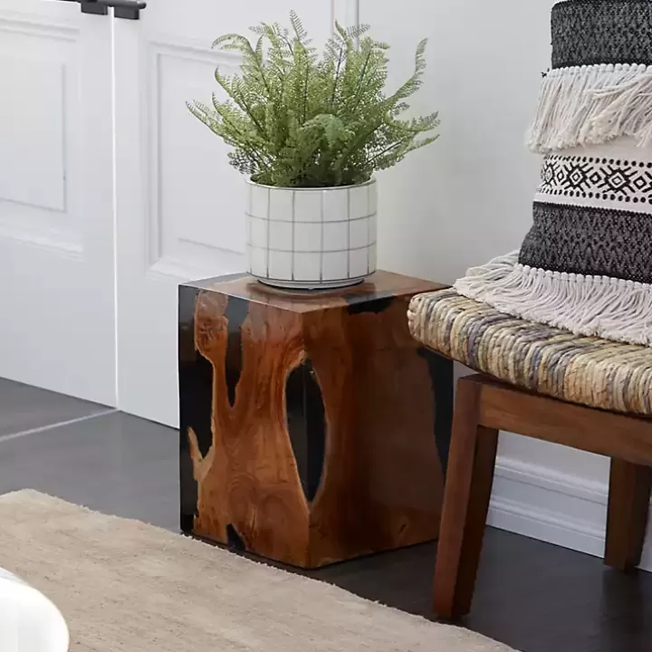 Clearance Natural Abstract Teak Wood Grain Accent Table Accent & End Tables