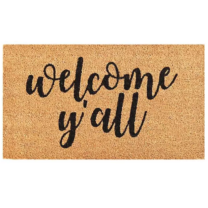Outlet Natural and Black Welcome Y'all Doormat Doormats