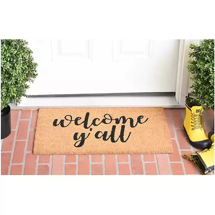Outlet Natural and Black Welcome Y'all Doormat Doormats