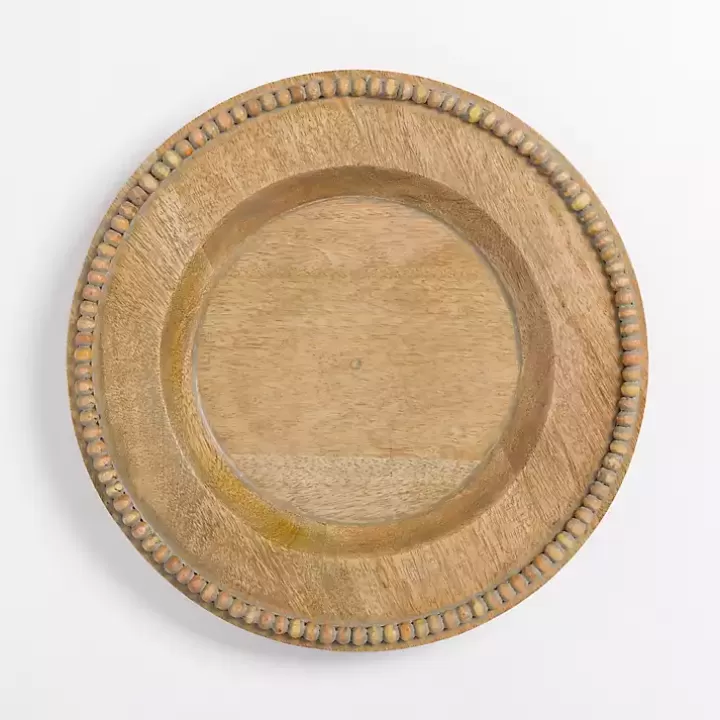 Discount Natural Beaded Wood Charger Serving & Entertaining