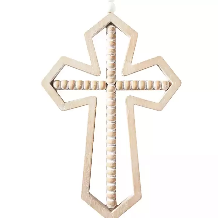 Discount Natural Beaded Wood Cross Wall Plaques, Set of 3 Wall Plaques