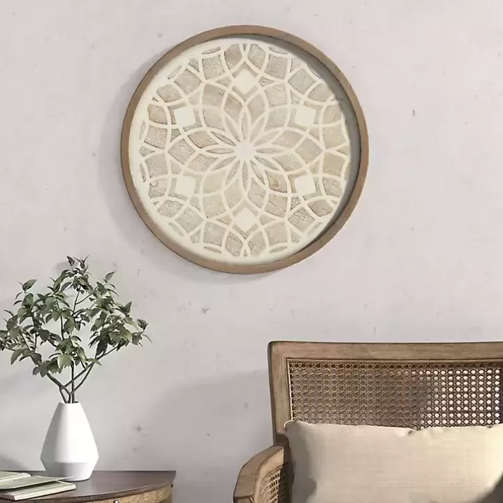 Flash Sale Natural Carved Wood Medallion Round Wall Plaque Wall Plaques