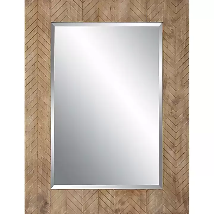 Outlet Natural Chevron Wood Wall Mirror Decorative Mirrors