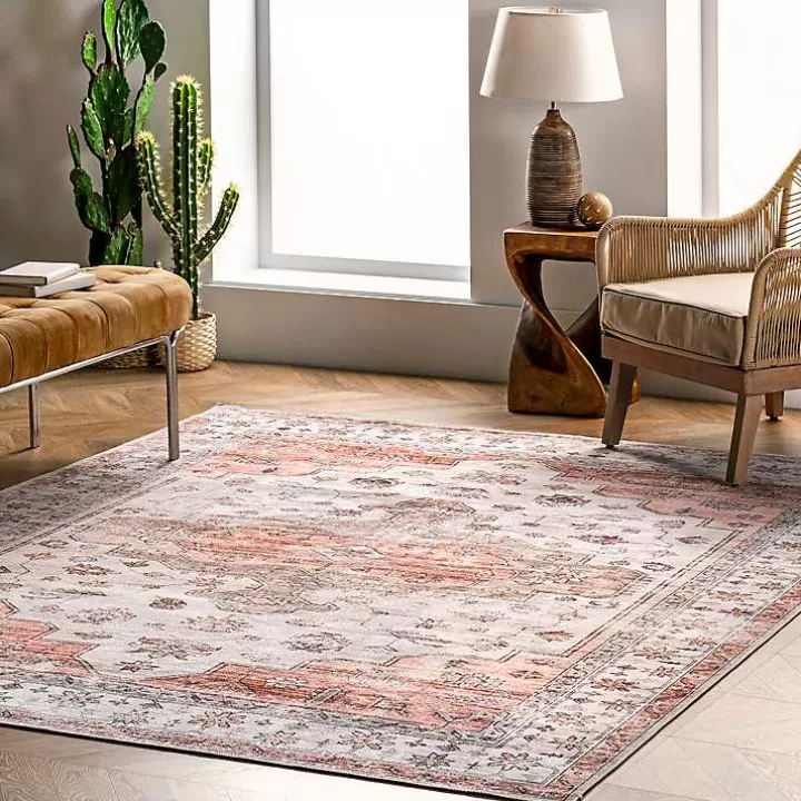 Discount Natural Faded Vintage Washable Area Rug, 4x6 Area Rugs