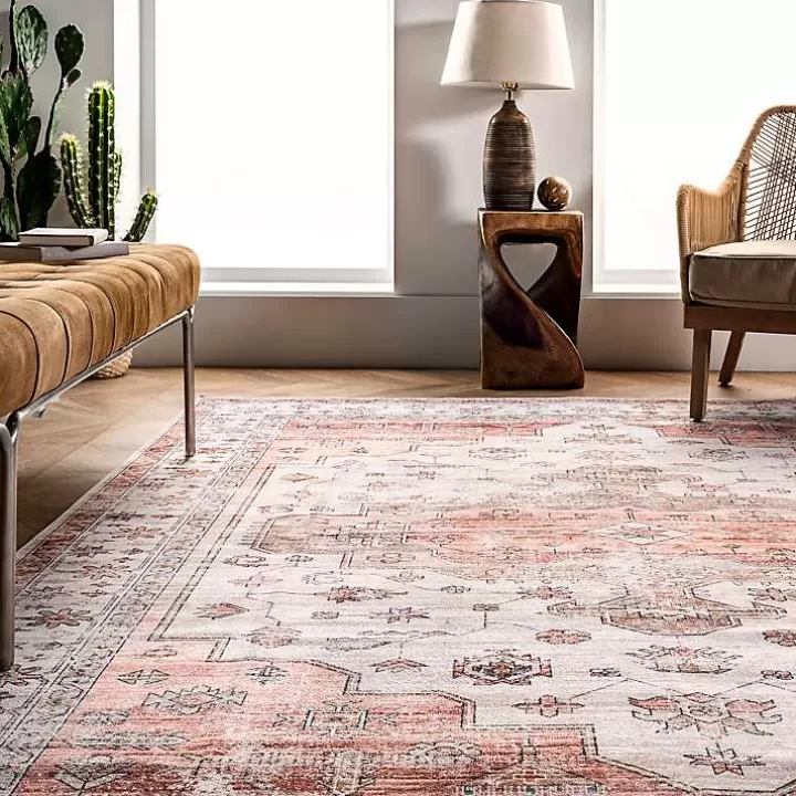 Clearance Natural Faded Vintage Washable Area Rug, 5x8 Area Rugs