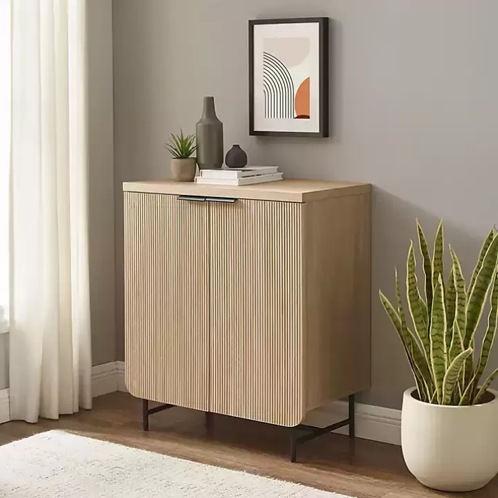 New Natural Fluted Wood Scandinavian Cabinet Cabinets & Sideboards