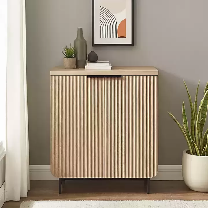 New Natural Fluted Wood Scandinavian Cabinet Cabinets & Sideboards